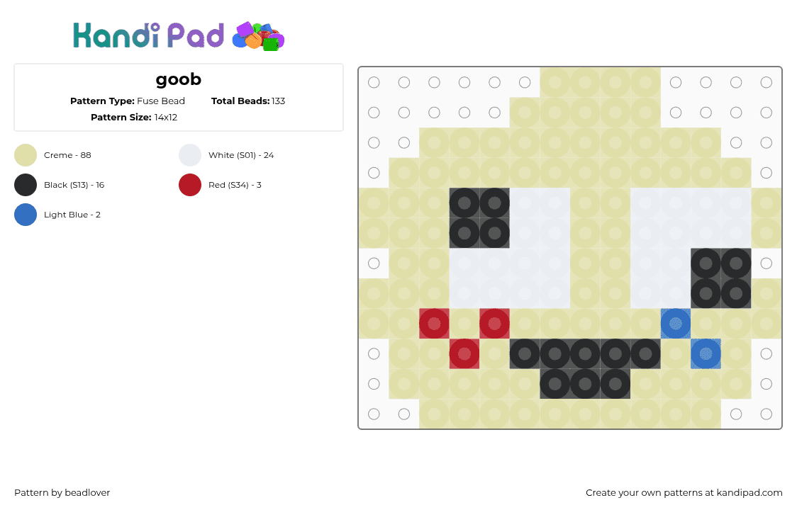 goob - Fuse Bead Pattern by beadlover on Kandi Pad - yellow