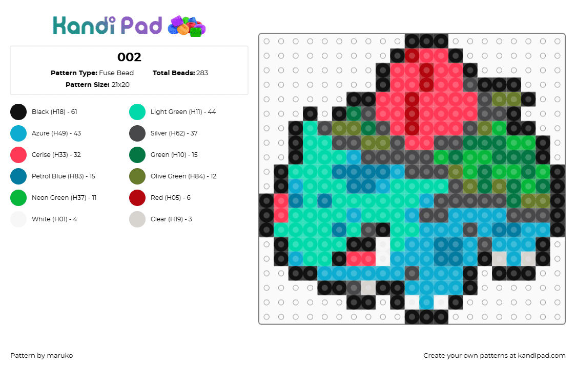 002 - Fuse Bead Pattern by maruko on Kandi Pad - brown,teal,colorful