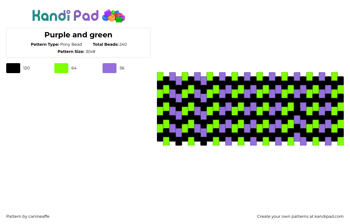 Purple and green - Pony Bead Pattern by canineaffe on Kandi Pad - green,purple