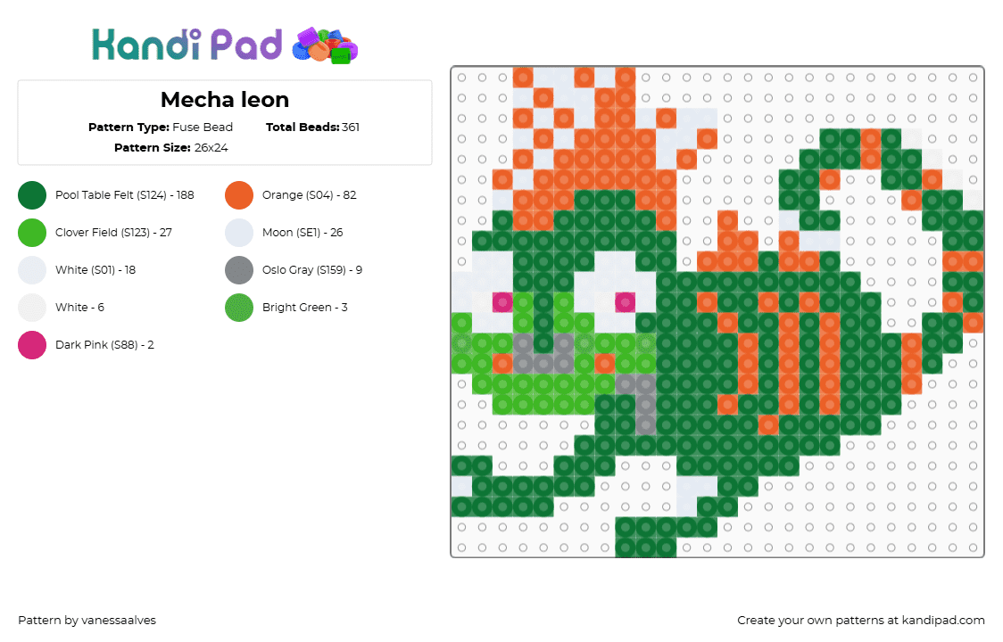 Mecha leon Fuse Bead Pattern - Kandi Pad | Kandi Patterns, Fuse Bead ...