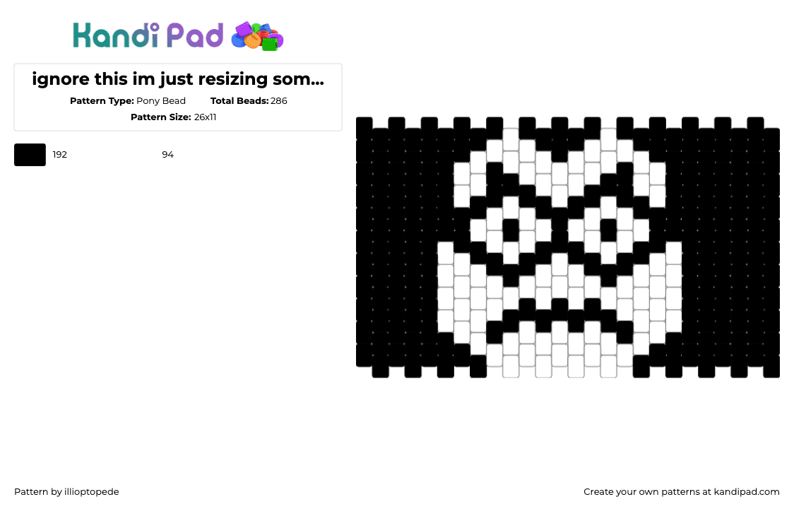 ignore this im just resizing something someone else made - Pony Bead Pattern by illioptopede on Kandi Pad - black,white