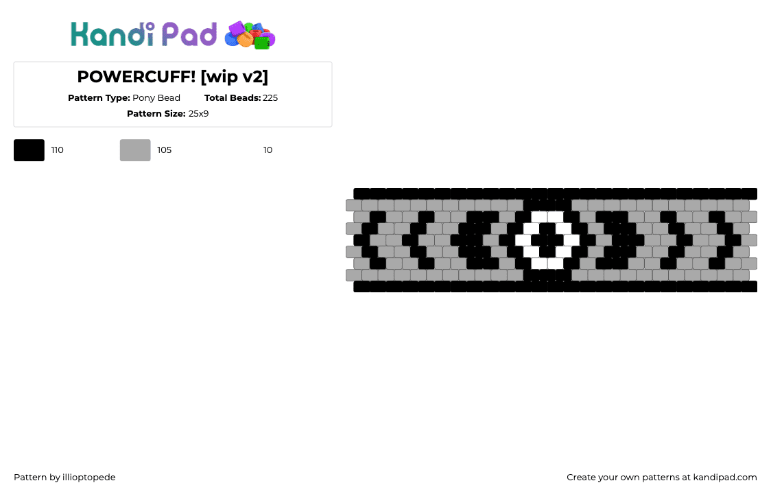 POWERCUFF! [wip v2] - Pony Bead Pattern by illioptopede on Kandi Pad - beige