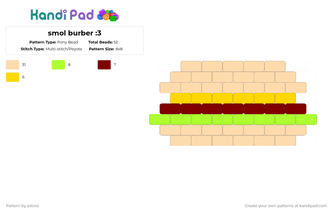 smol burber :3 - Pony Bead Pattern by astroo on Kandi Pad - beige