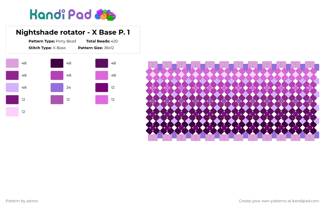 Nightshade rotator - X Base P. 1 - Pony Bead Pattern by astroo on Kandi Pad - pink