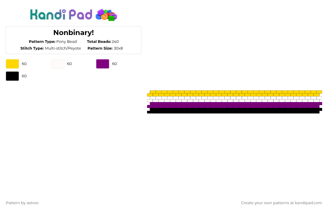 Nonbinary! - Pony Bead Pattern by astroo on Kandi Pad - yellow,pink,pride,lgbtq