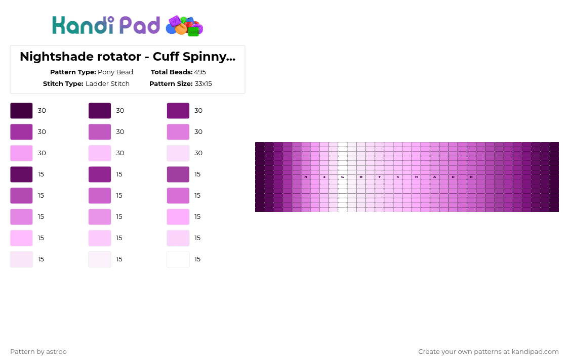 Nightshade rotator - Cuff Spinny Part ? P. 2 - Pony Bead Pattern by astroo on Kandi Pad - pink
