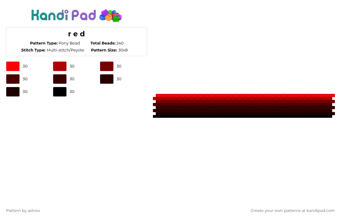 r e d - Pony Bead Pattern by astroo on Kandi Pad - red,brown