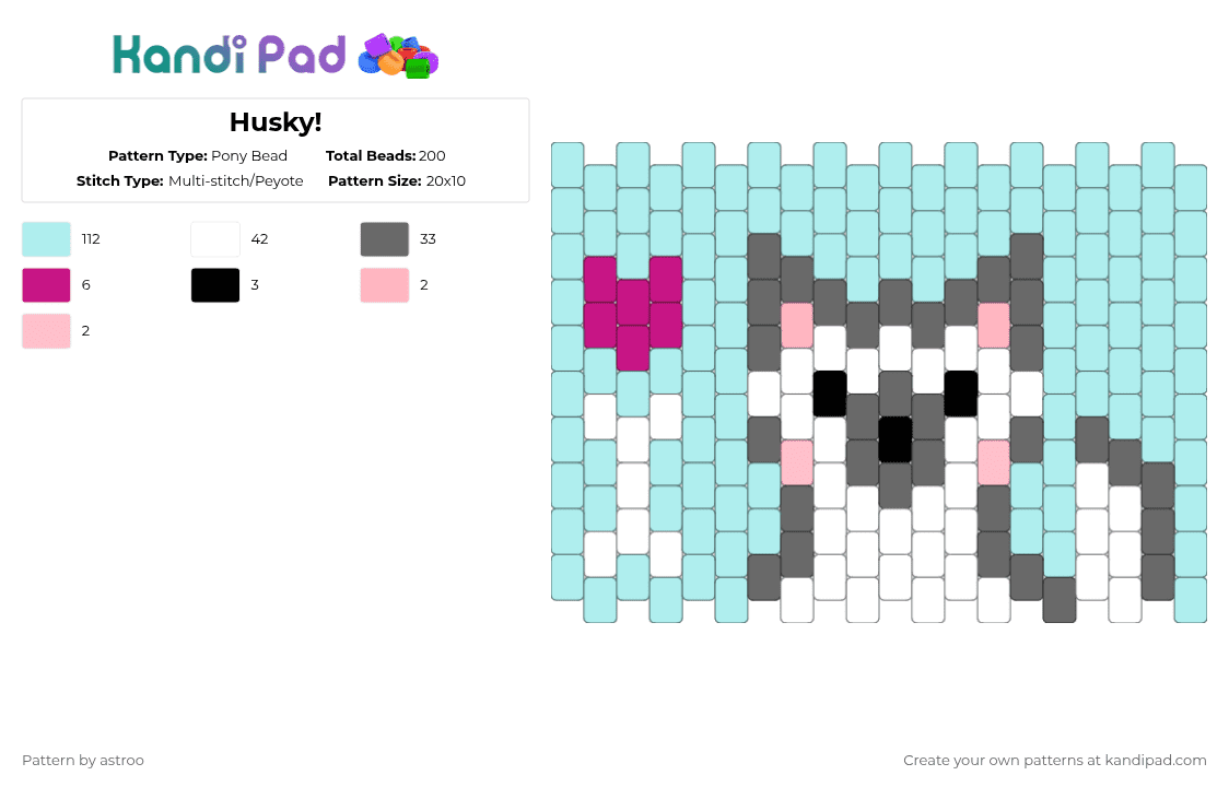 Husky! - Pony Bead Pattern by astroo on Kandi Pad - light blue,cotddogs