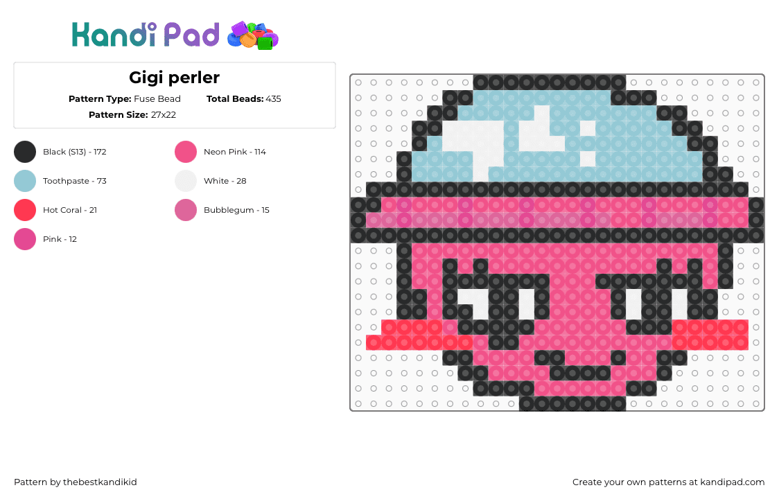 Gigi perler - Fuse Bead Pattern by thebestkandikid on Kandi Pad - pink,dandysworld,gigi,perler