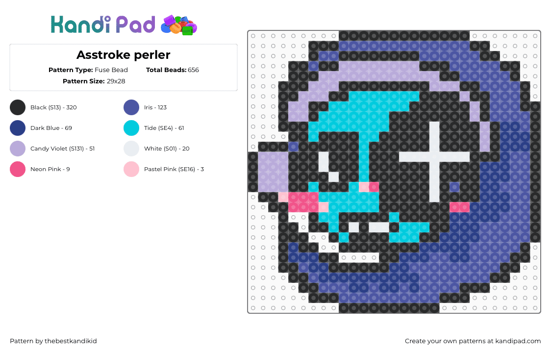 Asstroke perler - Fuse Bead Pattern by thebestkandikid on Kandi Pad - black,purple