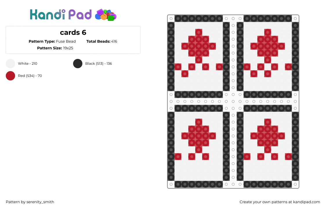 cards 6 - Fuse Bead Pattern by serenity_smith on Kandi Pad - white