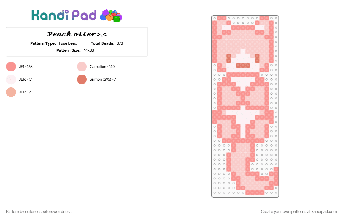 𝓟𝓮𝓪𝓬𝓱 𝓸𝓽𝓽𝓮𝓻>, - Fuse Bead Pattern by cutenessbeforeweirdness on Kandi Pad - animal, beige, cute, kwaii, otter, peach, pink