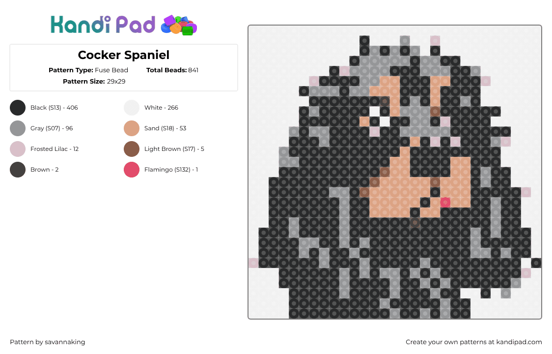 Cocker Spaniel Fuse Bead Pattern - Kandi Pad | Kandi Patterns, Fuse ...