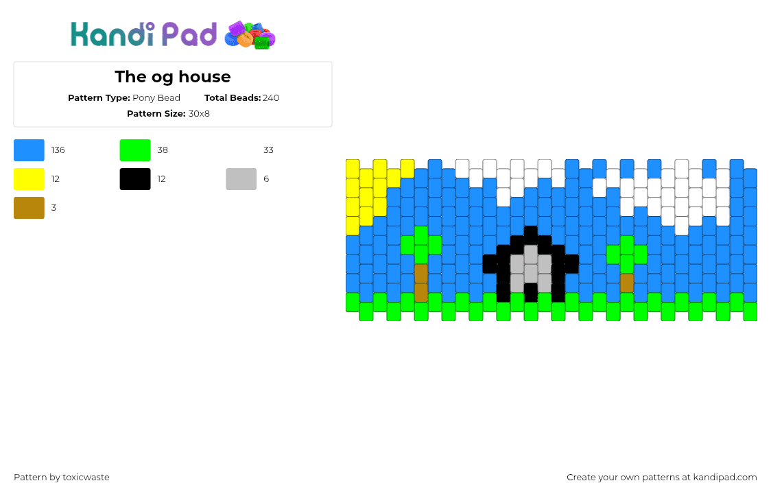 The og house - Pony Bead Pattern by toxicwaste on Kandi Pad - light blue,green