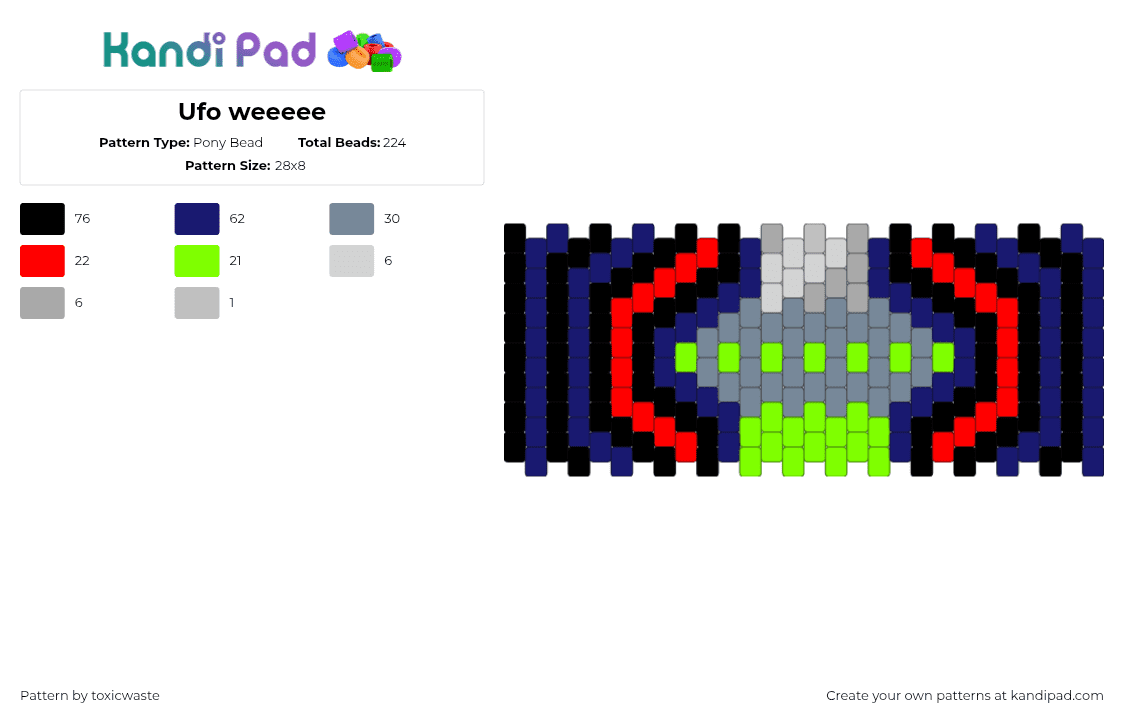 Ufo weeeee - Pony Bead Pattern by toxicwaste on Kandi Pad - purple,gray