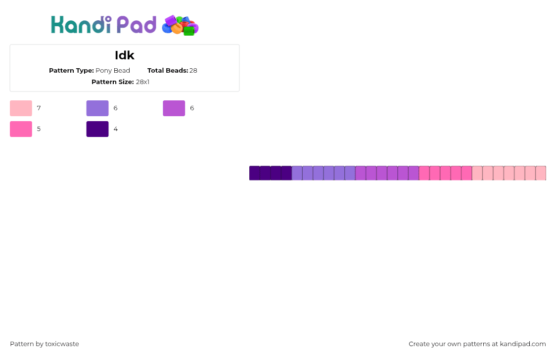 Idk - Pony Bead Pattern by toxicwaste on Kandi Pad - purple,pink