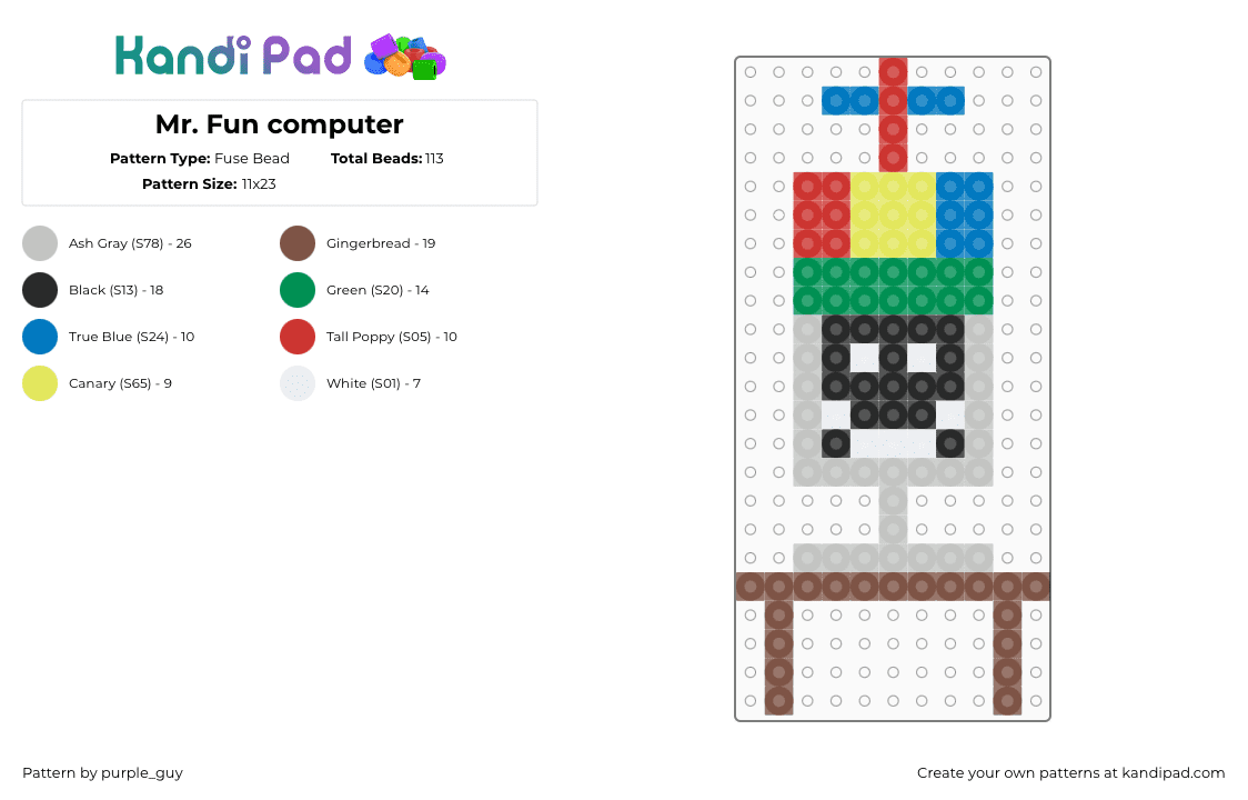 Bead Pattern Computer Mr. Fun computer Fuse Bead Pattern - Kandi Pad | Kandi Patterns, Fuse ...