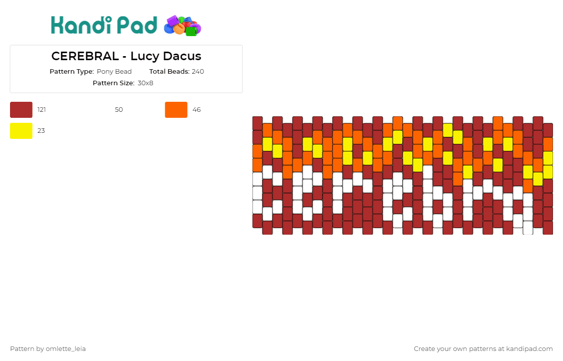 CEREBRAL - Lucy Dacus - Pony Bead Pattern by omlette_leia on Kandi Pad - lucy dacus,music,cuff,fiery,warm,vibrant,harmony,rhythm,singer,indie,red,orange