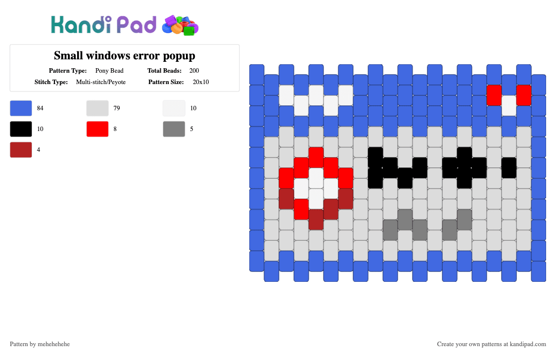 Small windows error popup - Pony Bead Pattern by mehehehehe on Kandi Pad - blue,windows,weirdcore,deeamcore,frutiger,error,frutiger aero,webcore