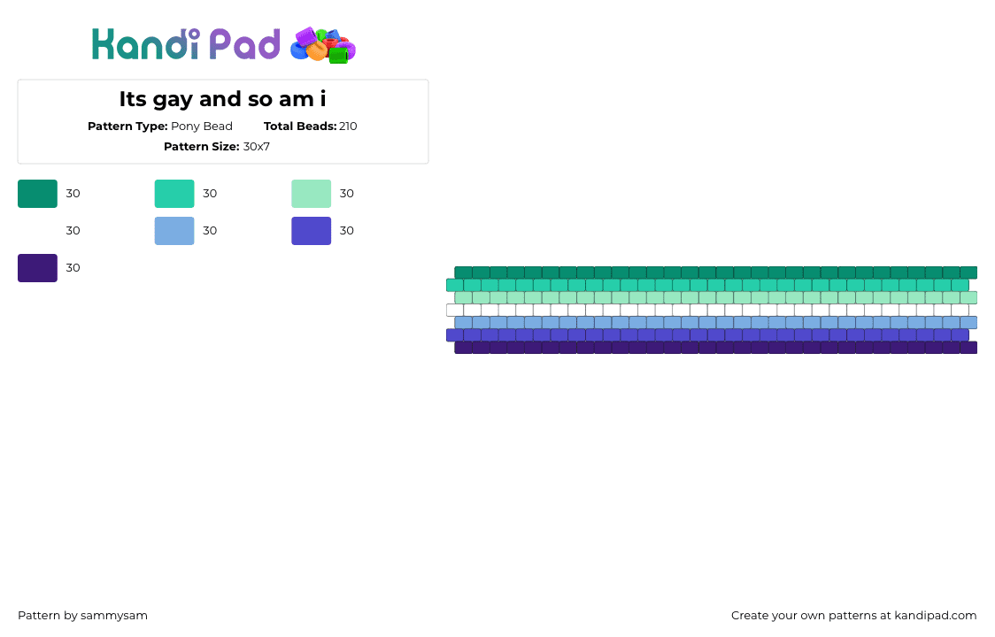 Its gay and so am i - Pony Bead Pattern by sammysam on Kandi Pad - teal,purple,pride