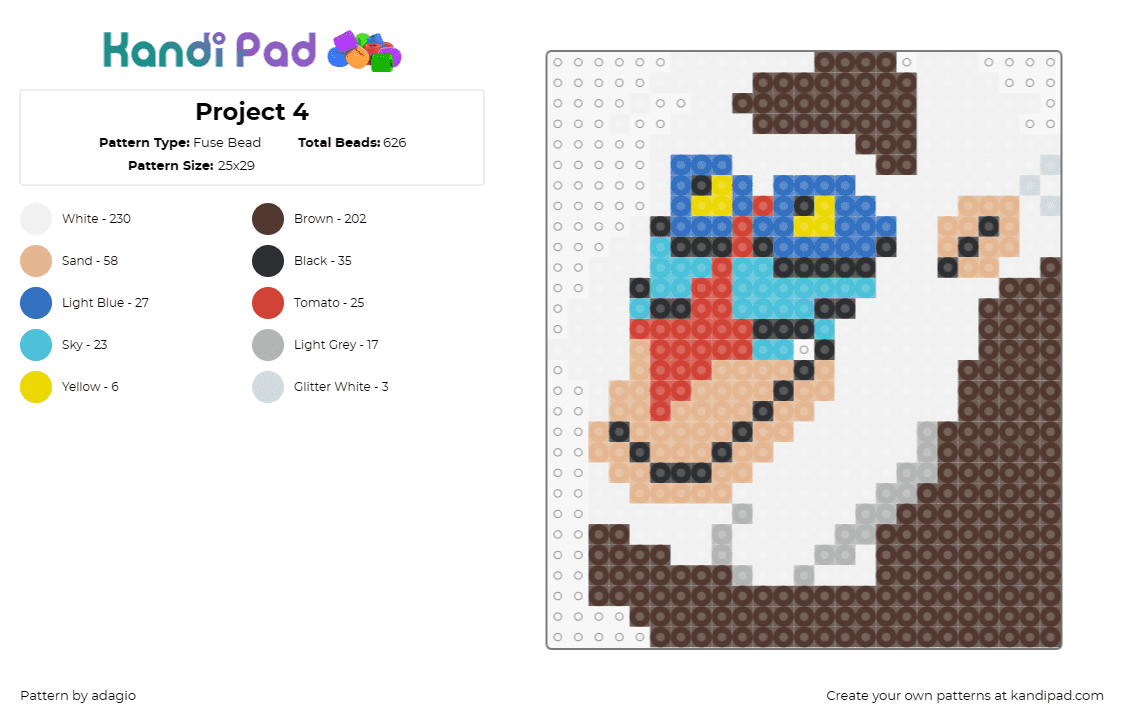 Project 4 - Fuse Bead Pattern by adagio on Kandi Pad - rafiki,lion king,disney,monkeys,animals