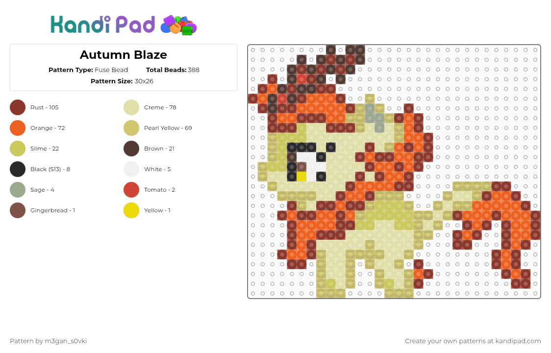 Autumn Blaze - Fuse Bead Pattern by m3gan_s0vki on Kandi Pad - autumn blaze, mlp, my little pony, orange, red, yellow