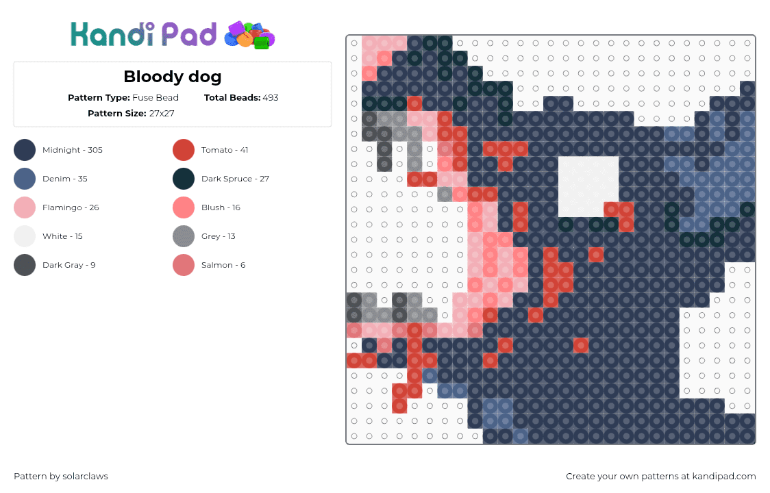 Bloody dog - Fuse Bead Pattern by solarclaws on Kandi Pad - purple