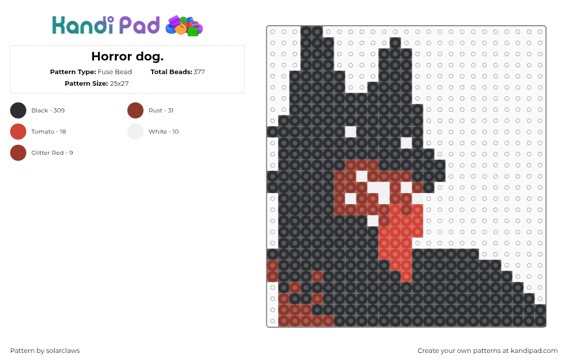 Horror dog. - Fuse Bead Pattern by solarclaws on Kandi Pad - black,red