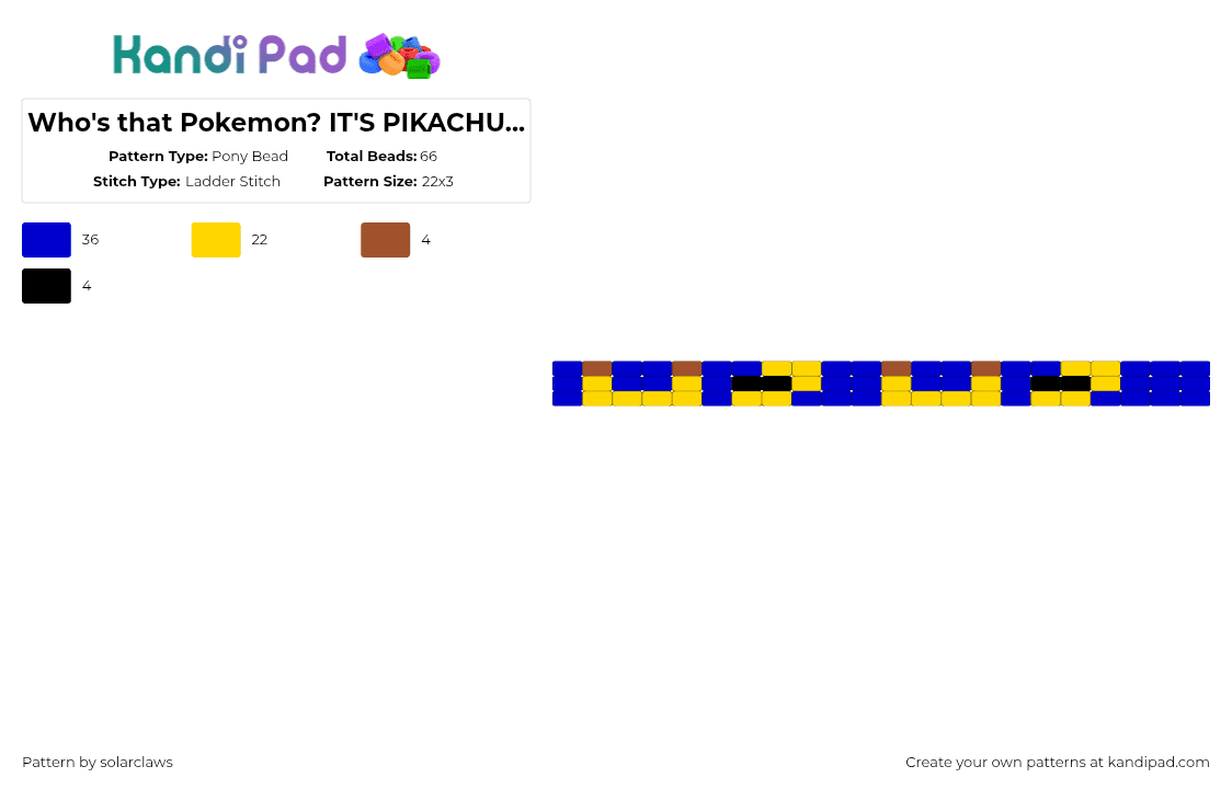 Who\'s that Pokemon? IT\'S PIKACHU ϞϞ(๑⚈ ․̫ ⚈๑)∩!!!!!! - Pony Bead Pattern by solarclaws on Kandi Pad - purple,yellow