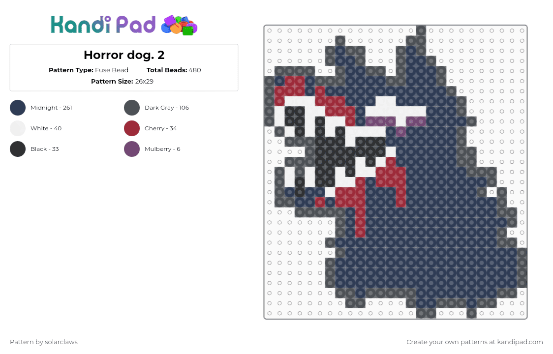 Horror dog. 2 - Fuse Bead Pattern by solarclaws on Kandi Pad - purple,gray