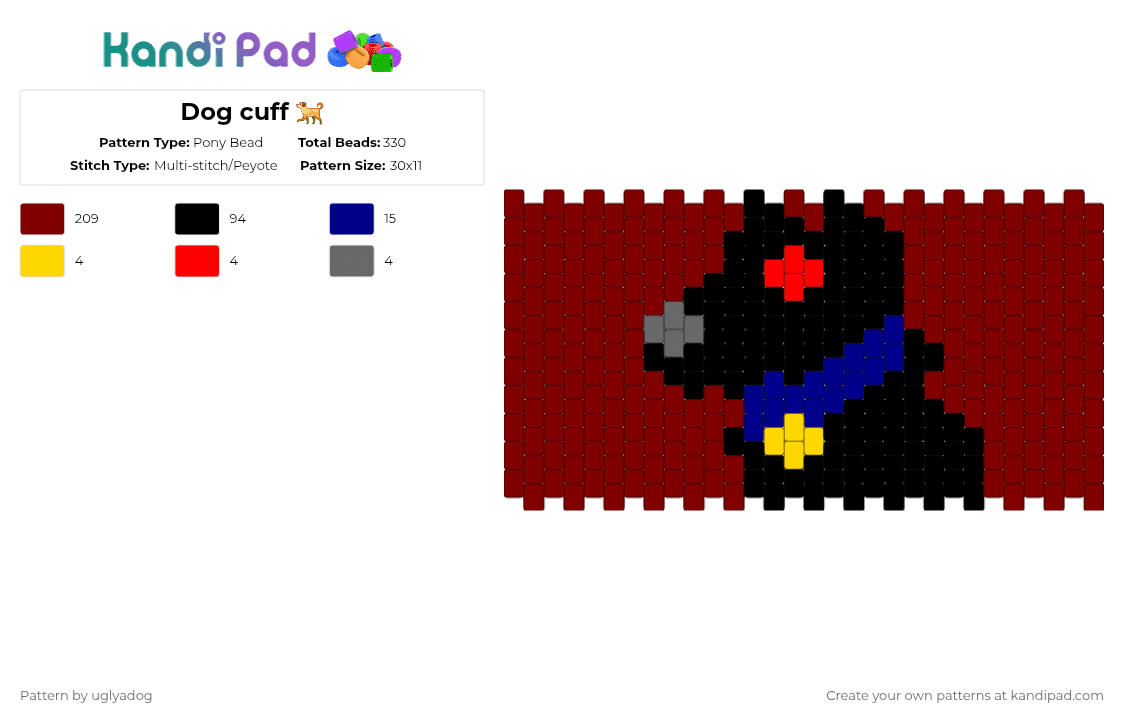 Dog cuff 🐕 - Pony Bead Pattern by solarclaws on Kandi Pad - brown