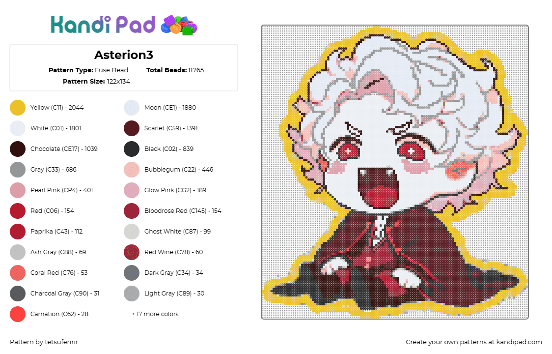Asterion3 - Fuse Bead Pattern by tetsufenrir on Kandi Pad - 