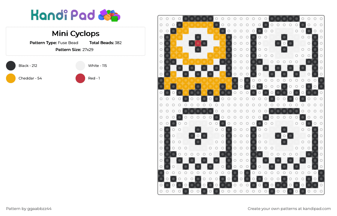 Mini Cyclops Fuse Bead Pattern - Kandi Pad | Kandi Patterns, Fuse Bead ...