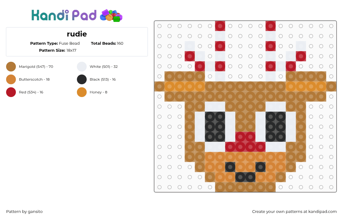 rudie - Fuse Bead Pattern by gansito on Kandi Pad - tan