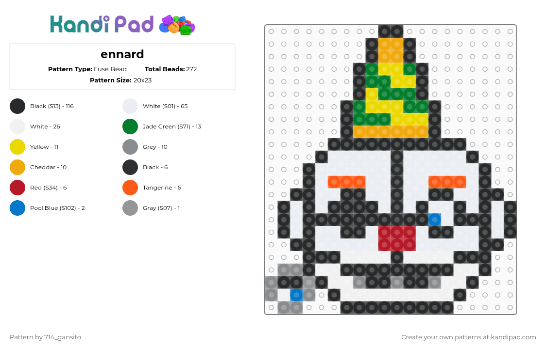 ennard - Fuse Bead Pattern by 714_gansito on Kandi Pad - black,white,orange,green,colorful