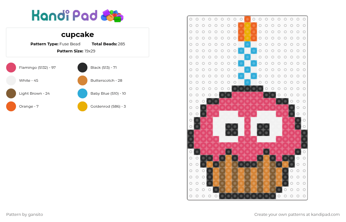 cupcake - Fuse Bead Pattern by 714_gansito on Kandi Pad - red