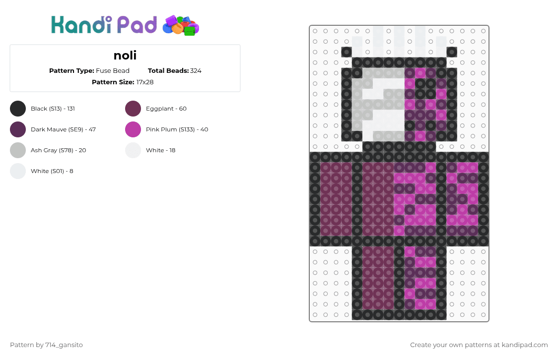 noli - Fuse Bead Pattern by 714_gansito on Kandi Pad - pink