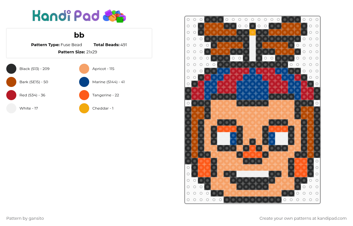 bb - Fuse Bead Pattern by 714_gansito on Kandi Pad - red,orange