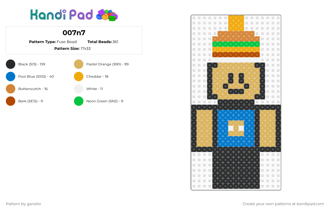 007n7 - Fuse Bead Pattern by 714_gansito on Kandi Pad - orange