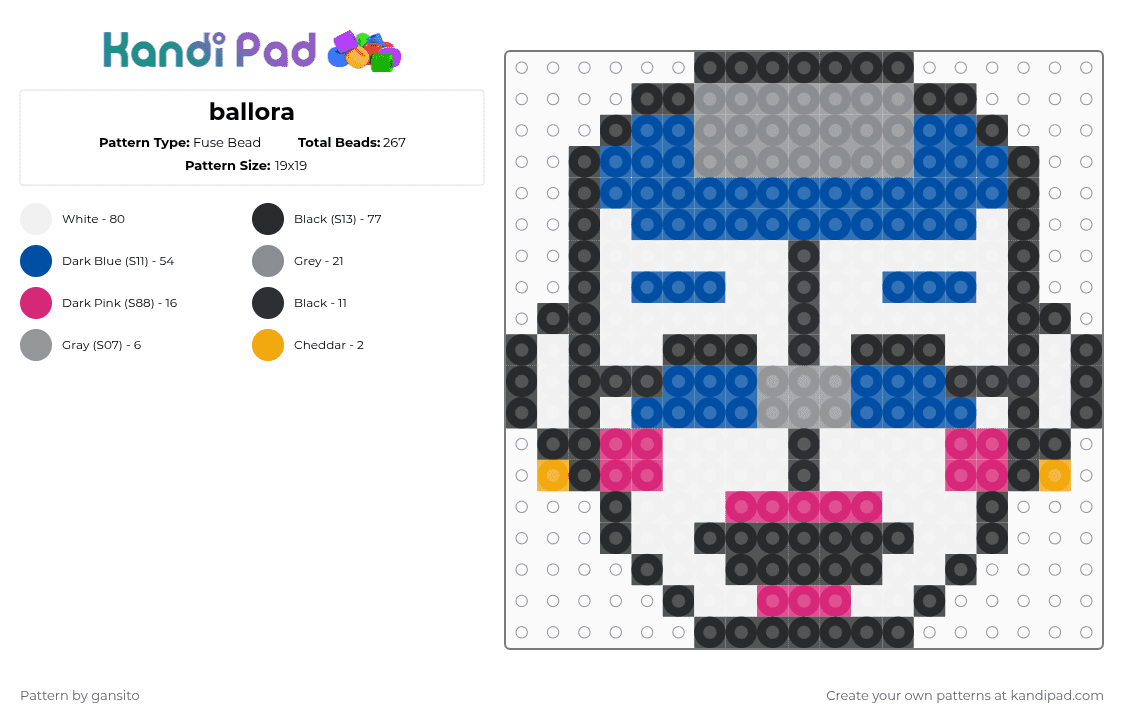 ballora - Fuse Bead Pattern by 714_gansito on Kandi Pad - gray,blue