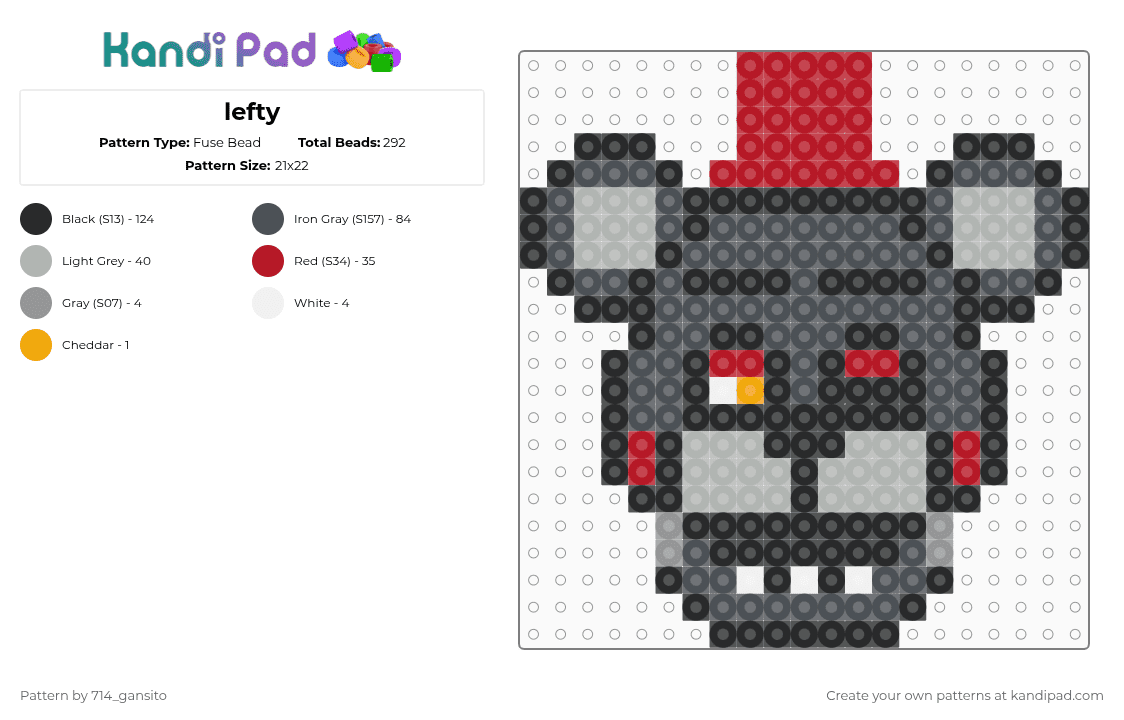 lefty - Fuse Bead Pattern by 714_gansito on Kandi Pad - red,beige,purple