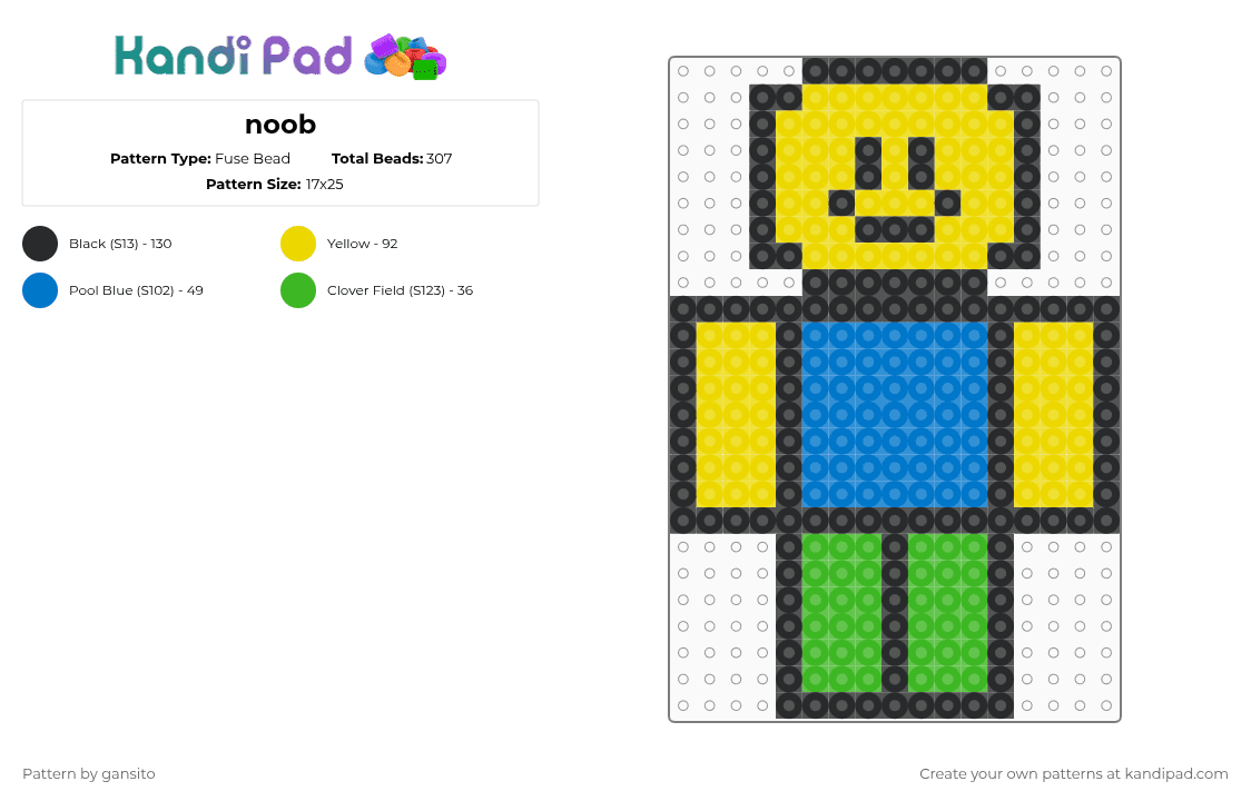 noob - Fuse Bead Pattern by 714_gansito on Kandi Pad - yellow