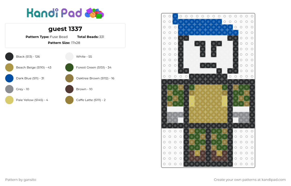 guest 1337 - Fuse Bead Pattern by 714_gansito on Kandi Pad - gold,blue