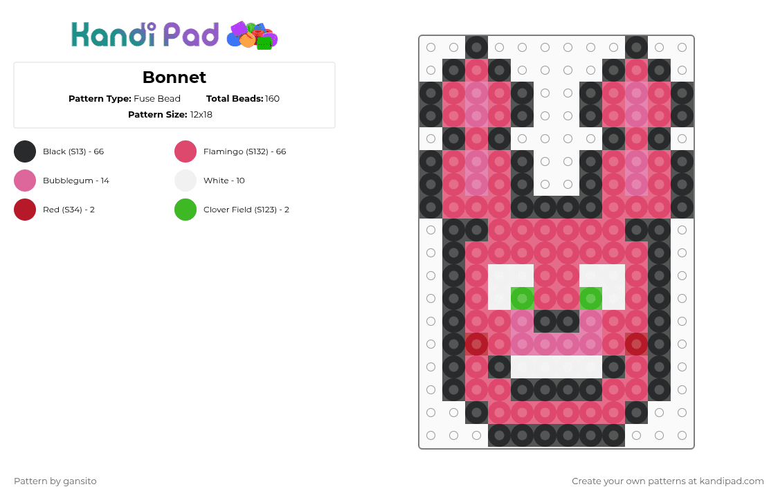 Bonnet - Fuse Bead Pattern by 714_gansito on Kandi Pad - red