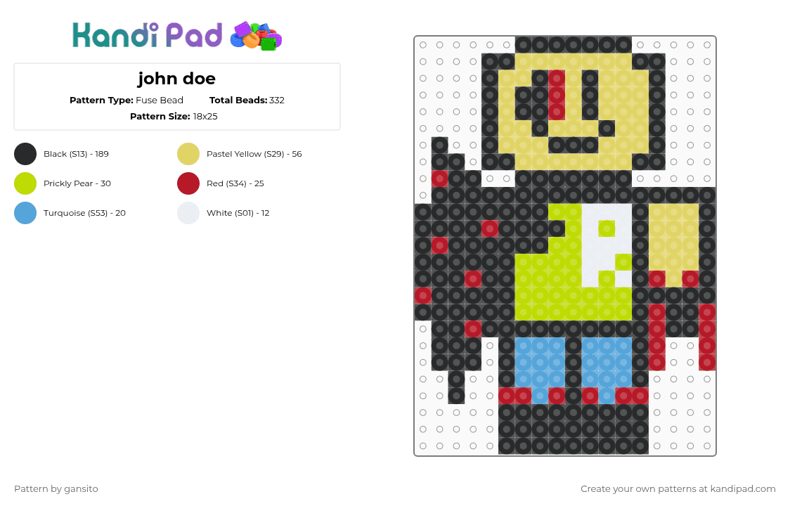 john doe - Fuse Bead Pattern by 714_gansito on Kandi Pad - black,yellow