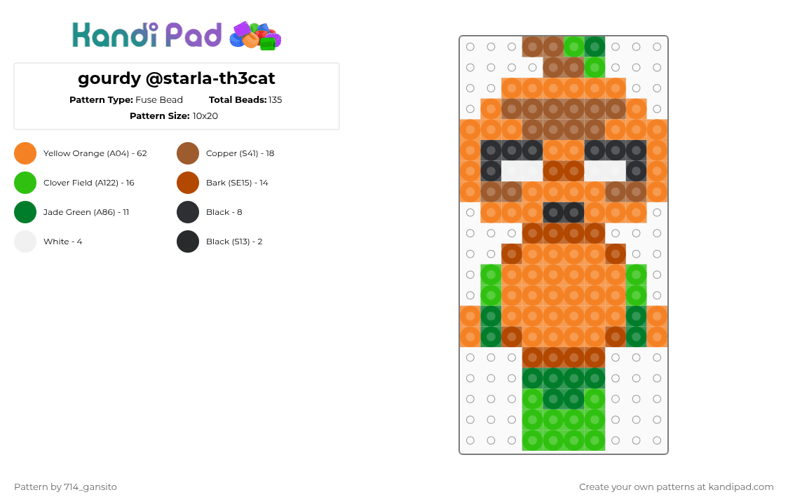 gourdy @starla-th3cat - Fuse Bead Pattern by 714_gansito on Kandi Pad - orange