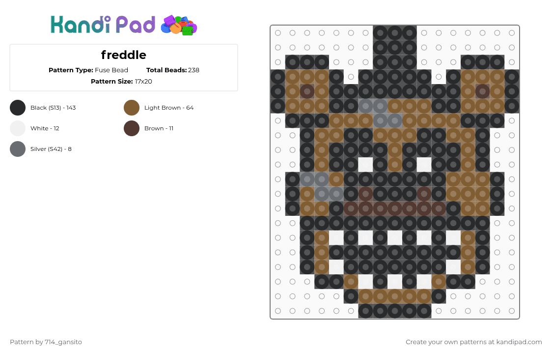 freddle - Fuse Bead Pattern by 714_gansito on Kandi Pad - black,tan
