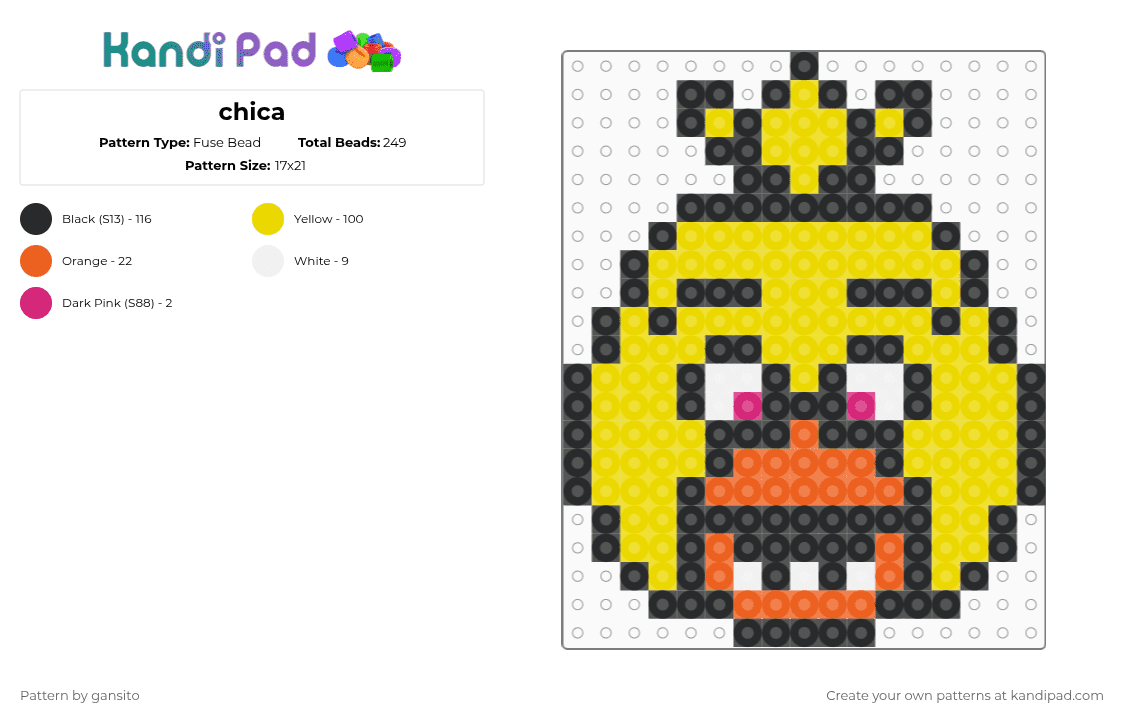 chica - Fuse Bead Pattern by 714_gansito on Kandi Pad - yellow
