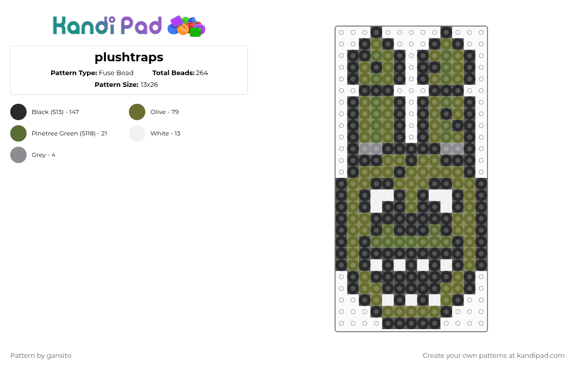 plushtraps - Fuse Bead Pattern by 714_gansito on Kandi Pad - black,gold