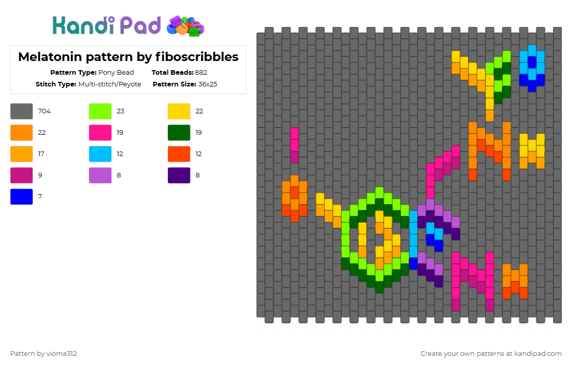 Melatonin pattern by fiboscribbles - Pony Bead Pattern by vioma312 on Kandi Pad - gray